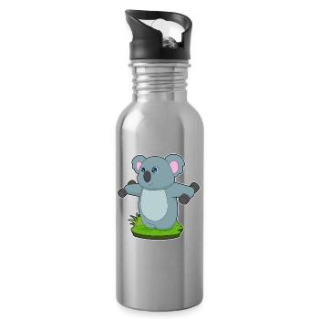 Koala Bodybuilder Hanteln Bodybuilding - Trinkflasche mit integriertem Trinkhalm - Lightsilver - Rechts