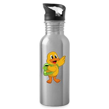 Ente Schüler Rucksack Schule - Trinkflasche mit integriertem Trinkhalm - Lightsilver - Rechts