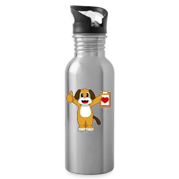 Dog Heart - Water bottle with straw - silver - Right