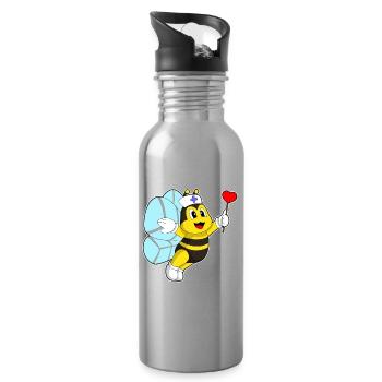 Biene Krankenschwester Herz - Trinkflasche mit integriertem Trinkhalm - Lightsilver - Rechts