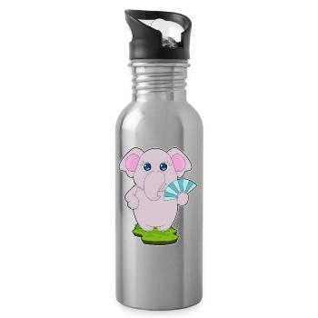 Éventail de main d’éléphant - Gourde avec paille intégrée - argent clair - Droite