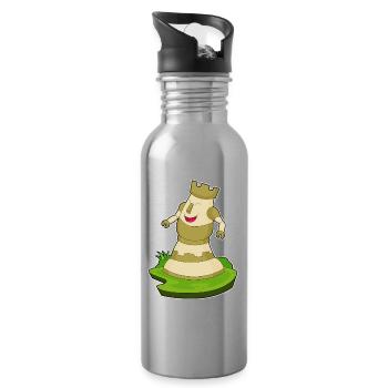 Schachfigur Turm Schach - Trinkflasche mit integriertem Trinkhalm - Lightsilver - Rechts