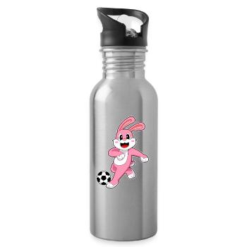 Bunny Soccer Player Soccer - Water bottle with straw - silver - Right