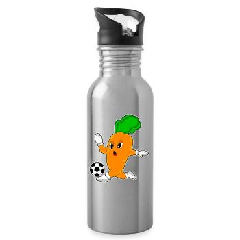 Karotte Fußballspieler Fußball - Trinkflasche mit integriertem Trinkhalm - Lightsilver - Rechts