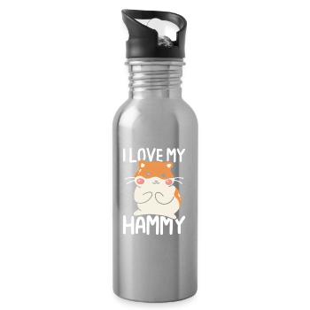 I love my hammy - Trinkflasche mit integriertem Trinkhalm - Lightsilver - Rechts