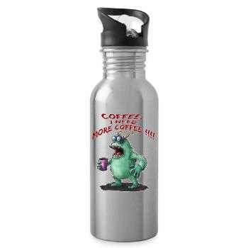 Coffee, I need more Coffee !!! - Trinkflasche mit integriertem Trinkhalm - Lightsilver - Rechts