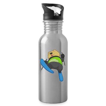 Cat Ski Jumper Ski Winter Sports - Water bottle with straw - silver - Right