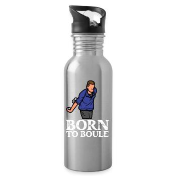 Born to Boule saying for boules and petanque - Water bottle with straw - silver - Right