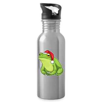 Frosch Weihnachten Weihnachtsmütze - Trinkflasche mit integriertem Trinkhalm - Lightsilver - Rechts