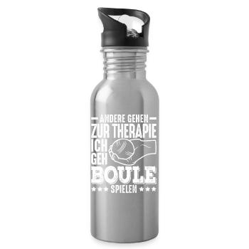 Andere gehen zur Therapie ich geh Boule Petanque - Trinkflasche mit integriertem Trinkhalm - Lightsilver - Rechts