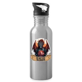 Do Not Feed The Dragon Fantasy RPG Shirt - Trinkflasche mit integriertem Trinkhalm - Lightsilver - Rechts