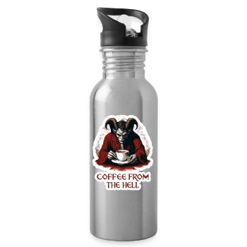 Kaffee Direkt Aus Der Hölle Lustig Shirt - Trinkflasche mit integriertem Trinkhalm - Lightsilver - Rechts