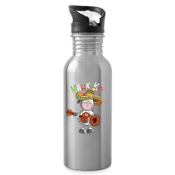 Lustiges Mexiko Schaf Wortspiel - Trinkflasche mit integriertem Trinkhalm - Lightsilver - Rechts