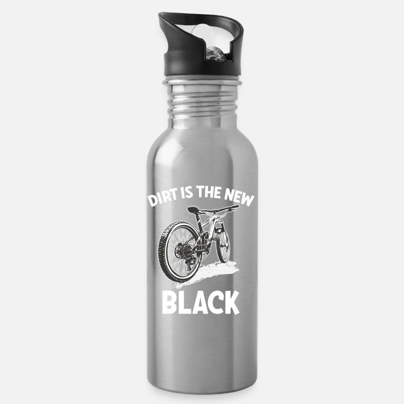 Mountainbiken Dirt ist das neue Schwarz - Trinkflasche mit integriertem Trinkhalm - Lightsilver