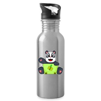 Panda Laptop - Gourde avec paille intégrée - argent clair - Droite