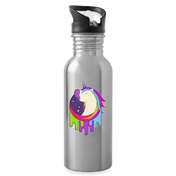Étoiles Licorne - Gourde avec paille intégrée - argent clair - Droite