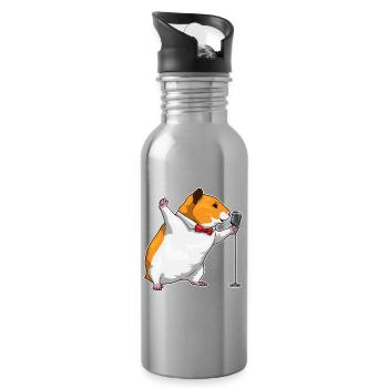 Chanteur de hamster Chant au micro - Gourde avec paille intégrée - argent clair - Droite