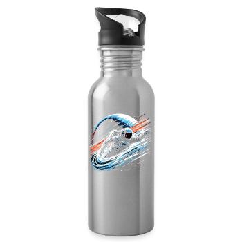 Astronaut Planeten Weltall - Trinkflasche mit integriertem Trinkhalm - Lightsilver - Rechts