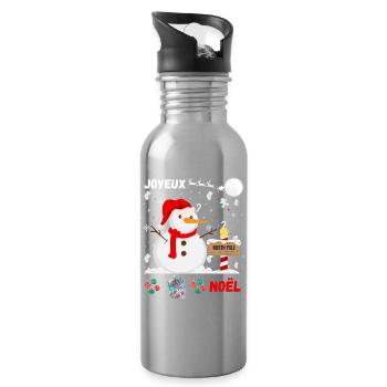 Merry Christmas Snowman - Water bottle with straw - silver - Right