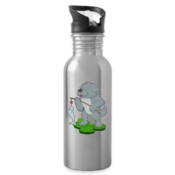 Hund Angler Fisch Angeln - Trinkflasche mit integriertem Trinkhalm - Lightsilver - Rechts