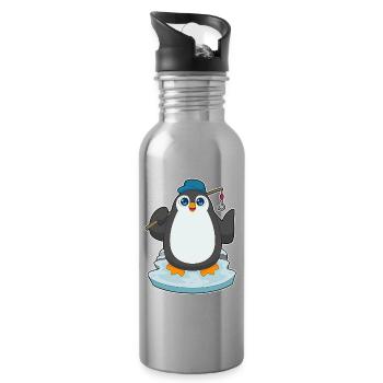 Canne à pêche Penguin Angler Canne à pêche - Gourde avec paille intégrée - argent clair - Droite
