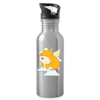 Hamster Clouds - Water bottle with straw - silver - Right