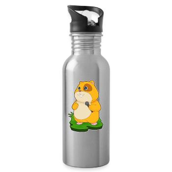 Chanteur de hamster Chant au micro - Gourde avec paille intégrée - argent clair - Droite
