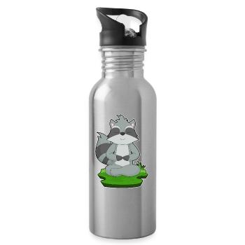 Raccoon Yoga Fitness Meditation - Water bottle with straw - silver - Right