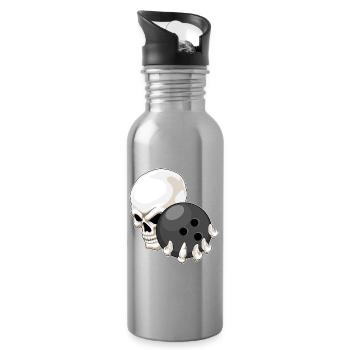 Skull Bowling Bowling Ball - Water bottle with straw - silver - Right