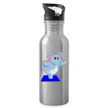 Elephant Yoga Fitness Gymnastics - Water bottle with straw - silver - Right