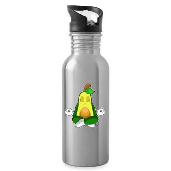 Avocado Yoga Fitness Meditation - Water bottle with straw - silver - Right
