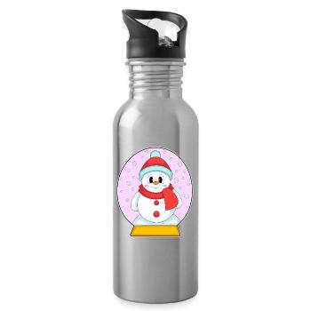 Bonhomme de neige Noël Heure d’hiver - Gourde avec paille intégrée - argent clair - Droite