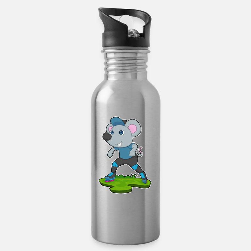 Souris Patins à roues alignées Patins à roulettes - Gourde avec paille intégrée - argent clair