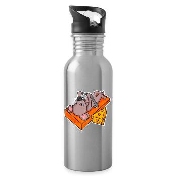 Fitness Maus Bodybuilding Gym - Trinkflasche mit integriertem Trinkhalm - Lightsilver - Rechts