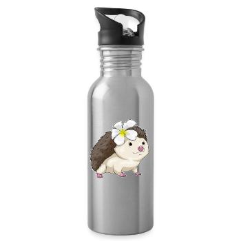 Plumeria hérisson - Gourde avec paille intégrée - argent clair - Droite