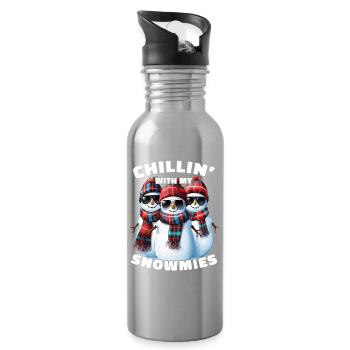 Chillin With My Snowmies Sunglasses Snowmen - Water bottle with straw - silver - Right