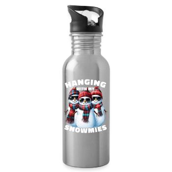 Hanging With My Snowmies Sunglasses Snowmen - Water bottle with straw - silver - Right