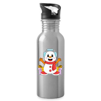Snowman Christmas Music - Water bottle with straw - silver - Right