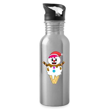 Glace gaufre de Noël Snowman - Gourde avec paille intégrée - argent clair - Droite