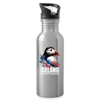 Iceland Puffin Island Papageitaucher - Water bottle with straw - silver - Right