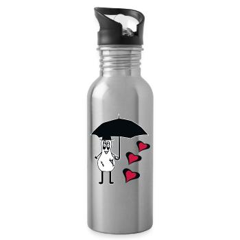 Halloween Geist Regenschirm Herzen Fantasy - Trinkflasche mit integriertem Trinkhalm - Lightsilver - Rechts