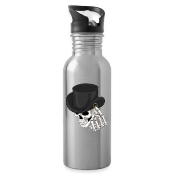 Totenkopf Bräutigam Ehering Hochzeit - Trinkflasche mit integriertem Trinkhalm - Lightsilver - Rechts