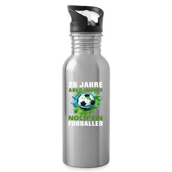 Fußballer 26 Geburtstag Fußball Spruch - Trinkflasche mit integriertem Trinkhalm - Lightsilver - Rechts