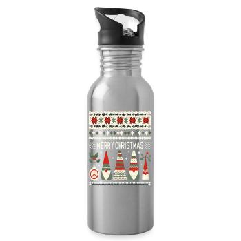 Christmas Gnomes Knitting Pattern - Water bottle with straw - silver - Right