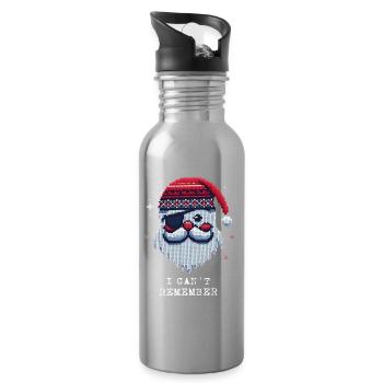 Santa Claus with Eye Patch Knitting Pattern - Water bottle with straw - silver - Right