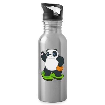 Panda Basketball Player Basketball - Water bottle with straw - silver - Right