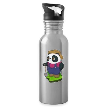 Ferme de pelles Panda Farmer - Gourde avec paille intégrée - argent clair - Droite