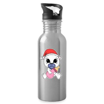 Ours polaire Bébé Ours de Noël - Gourde avec paille intégrée - argent clair - Droite