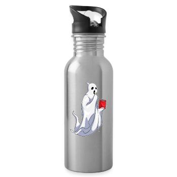 Chips de pommes de terre Halloween fantômes - Gourde avec paille intégrée - argent clair - Droite