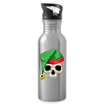 Chapeau de père Noël tête de mort - Gourde avec paille intégrée - argent clair - Droite